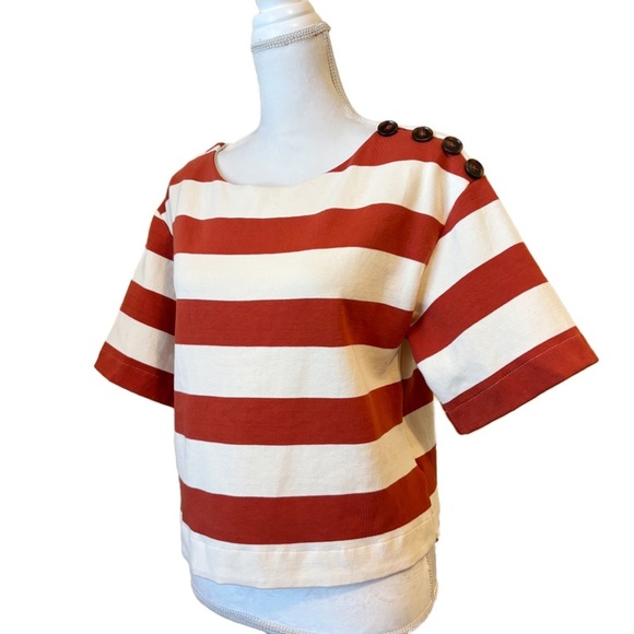 Anthropologie Sunday in Brooklyn Structured Boxy Tee Top Striped Medium - Picture 8 of 14